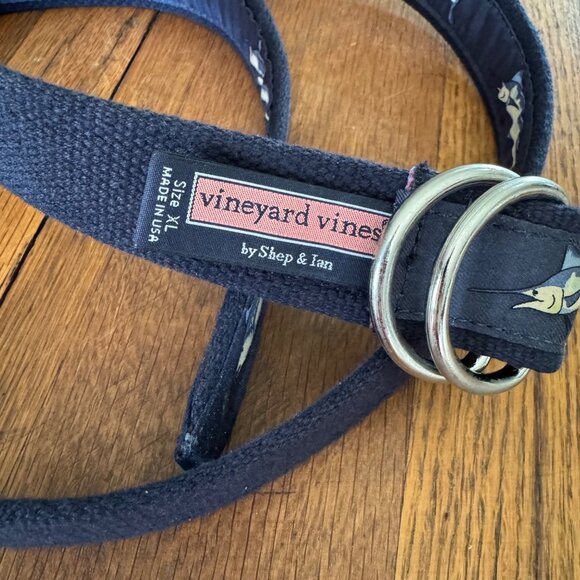 Vineyard Vines Shep Ian Mens Belt XL Navy Marlin Double D-Ring Closure - Picture 3 of 6